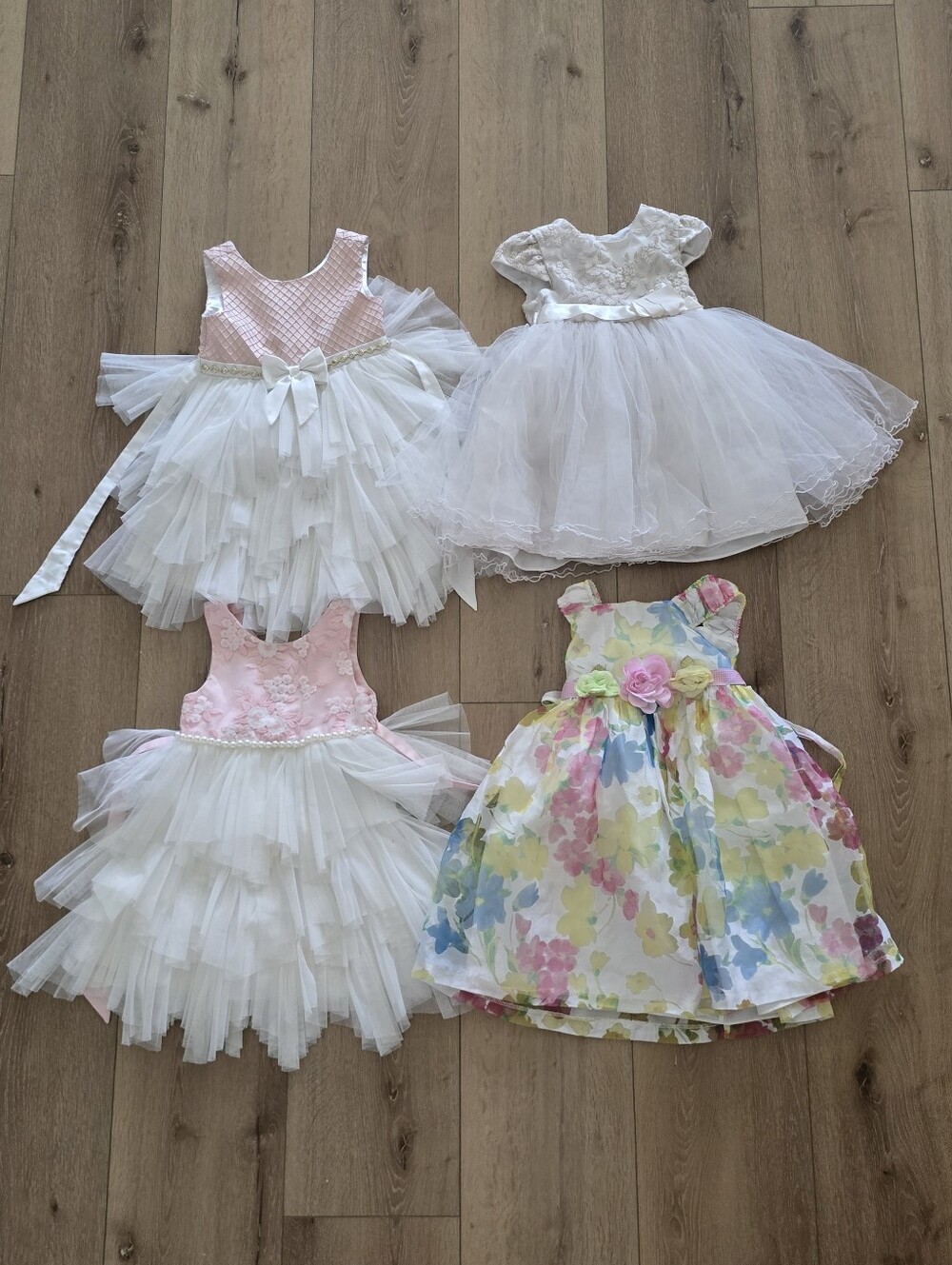 American Princess Pink White Tulle Girl Dresses Lot Bundle Elegant Ruffled 4 5